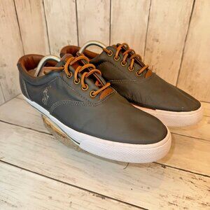 Polo Ralph Lauren Vaughn Sneakers Mens US 11D Gray Leather Casual Lace-Up Shoes
